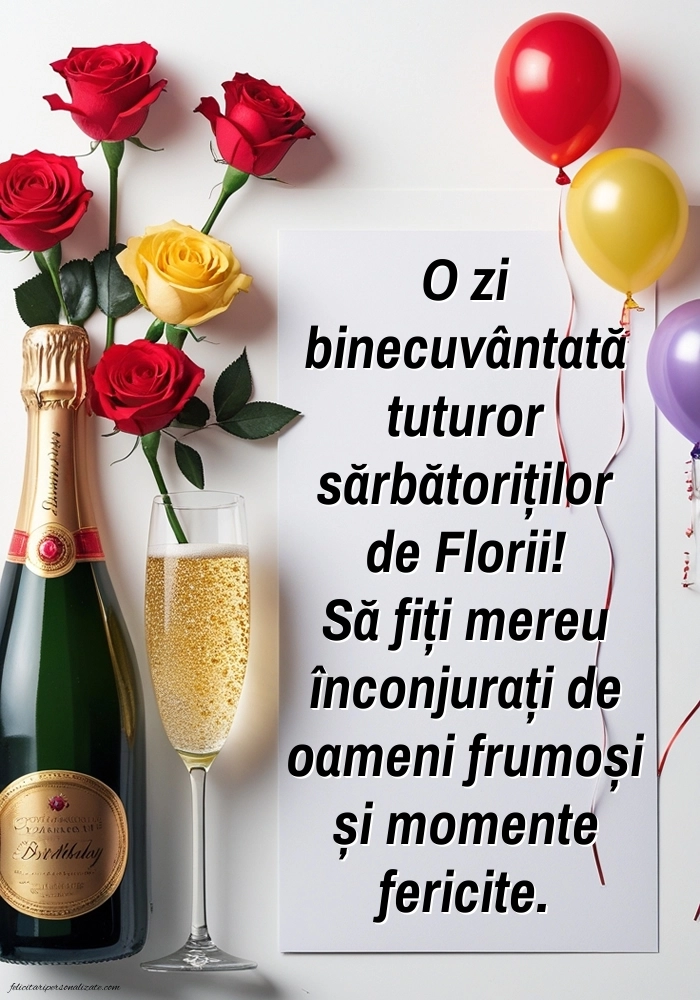Felicitări de Florii pentru prieteni: Șampanie și trandafiri