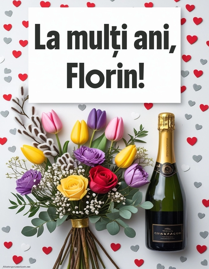 La mulți ani de Florii nume imagini: Șampanie și flori