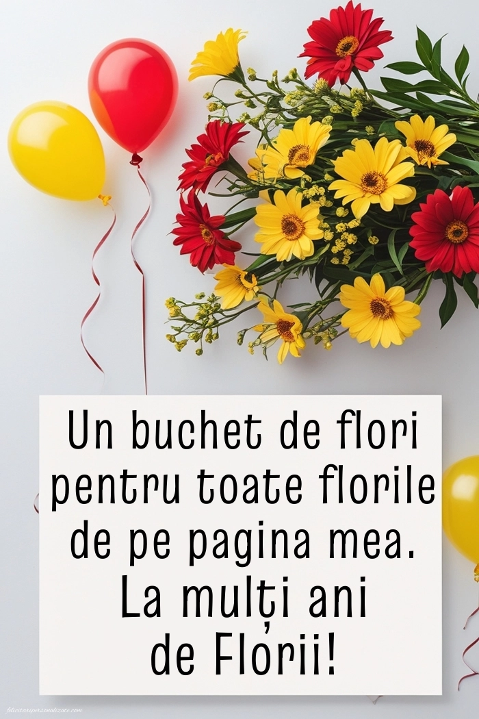 Felicitări de Florii pentru facebook: Flori și baloane