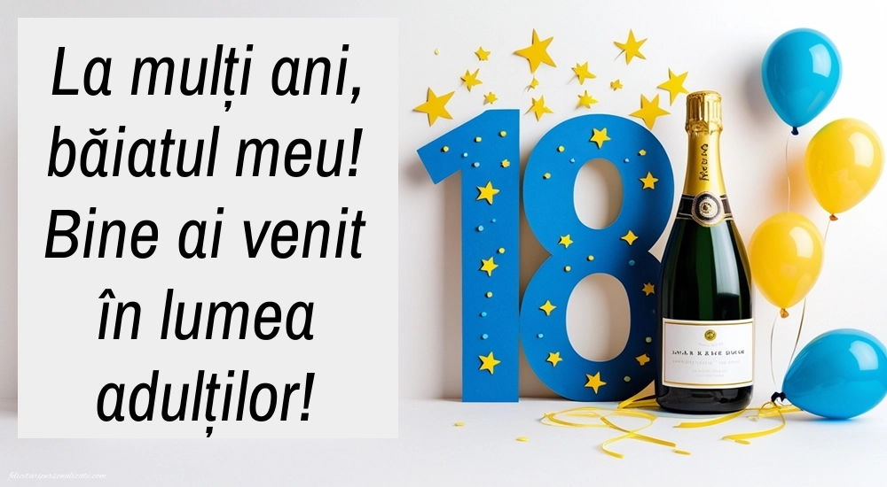 Imagini cu Felicitări de 18 Ani pentru Fiu: Șampanie și baloane