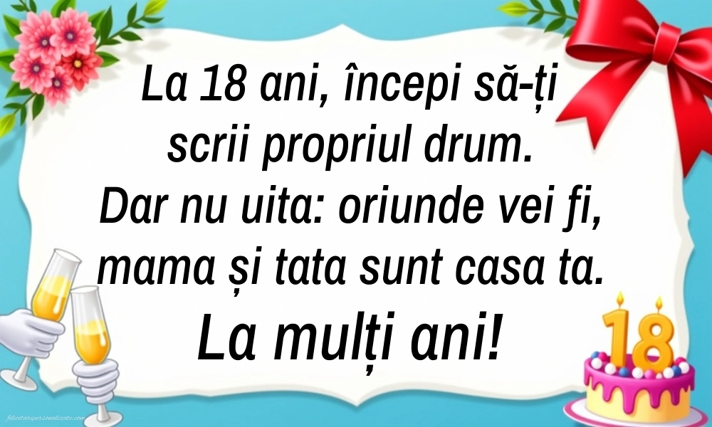 Imagini cu Felicitări de 18 Ani pentru Fiu: Șampanie și tort