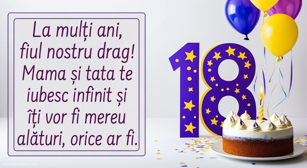 Imagini cu Felicitări de 18 Ani pentru Fiu: Tort și baloane
