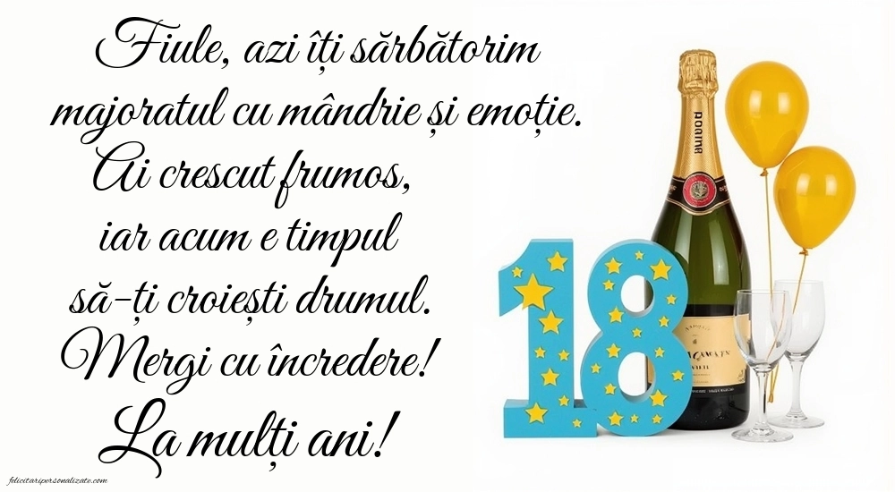 Imagini cu Felicitări de 18 Ani pentru Fiu: Șampanie și baloane