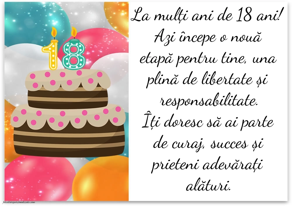 Imagini cu Felicitări de Majorat – 18 Ani – Pentru Băieți: Tort
