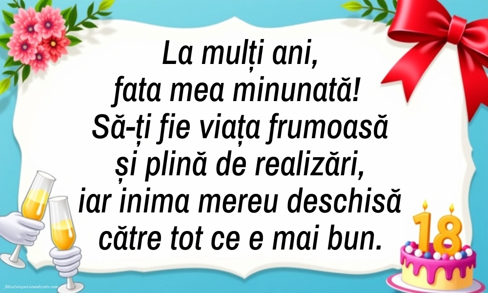 Imagini cu Felicitări de 18 ani pentru Fiică: Șampanie și tort