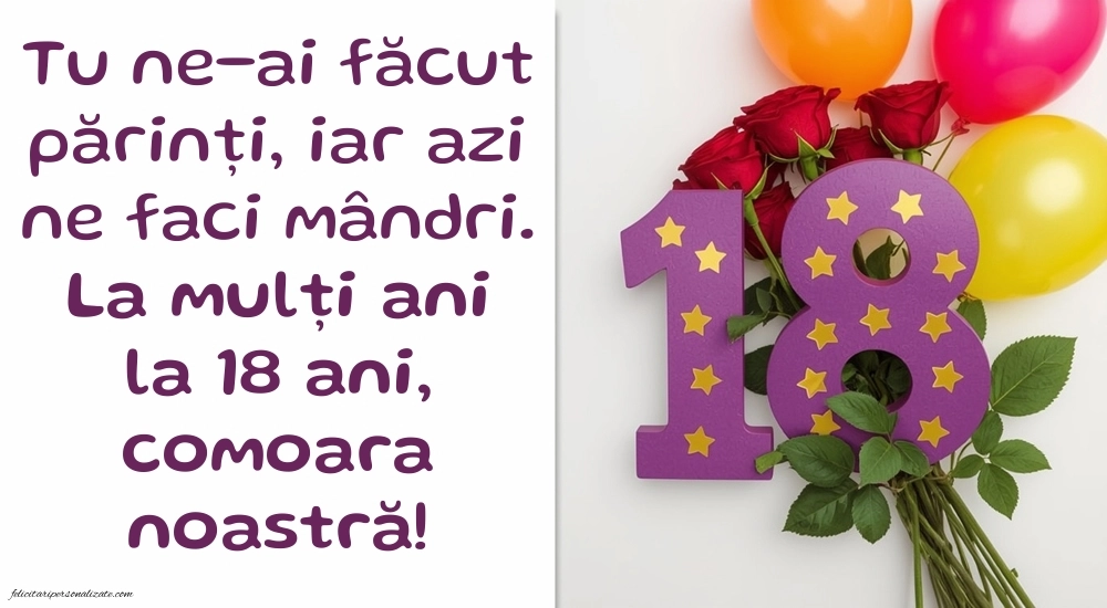 Imagini cu Felicitări de 18 ani pentru Fiică: Trandafiri și baloane