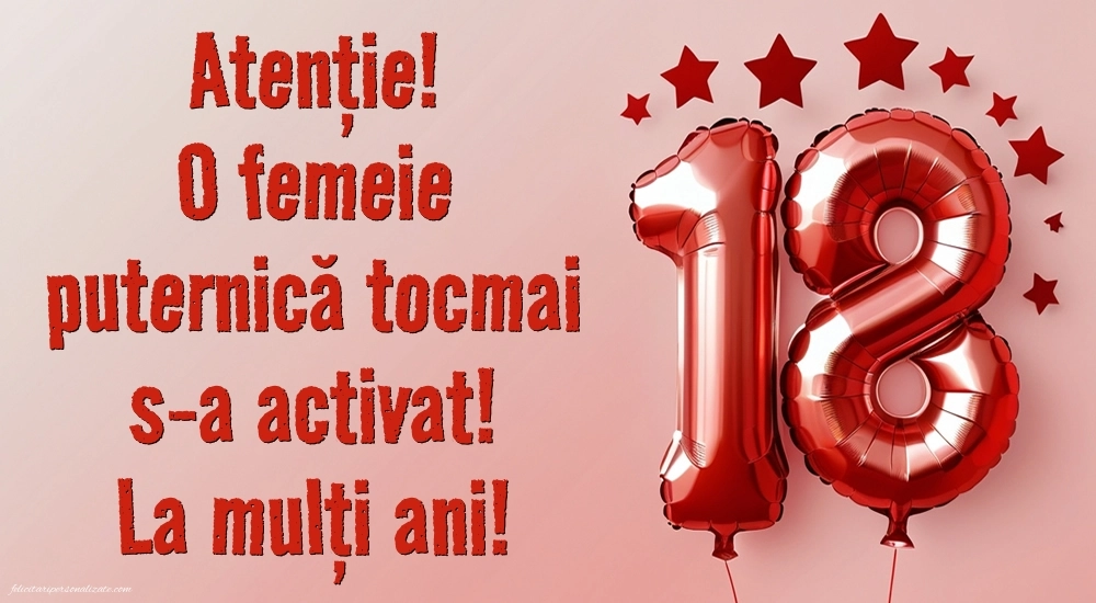 Imagini cu Felicitări de Majorat – 18 Ani – Pentru Fete: Baloane