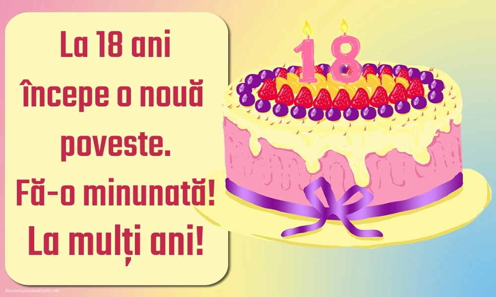 Imagini cu Felicitări de Majorat – 18 Ani – Pentru Fete: Tort
