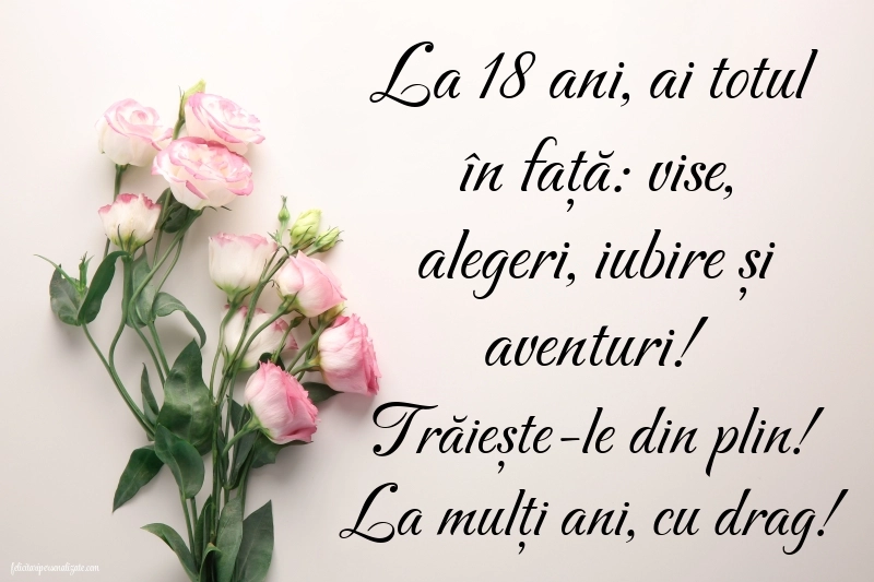 Imagini cu Felicitări de Majorat – 18 Ani – Pentru Fete: Flori