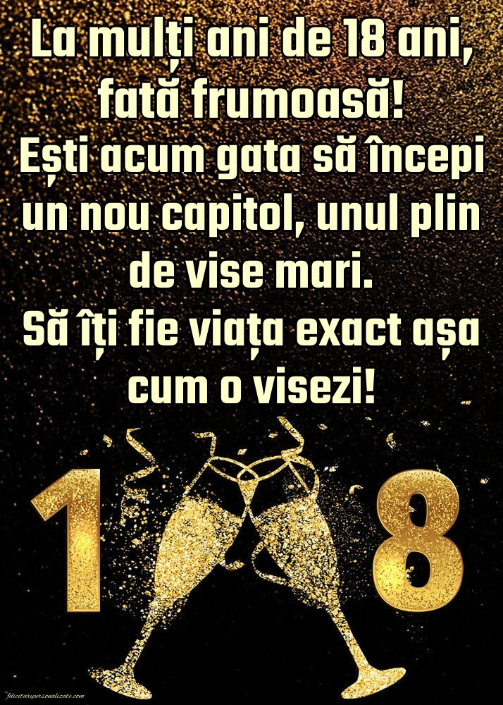 Imagini cu Felicitări de Majorat – 18 Ani – Pentru Fete: Șampanie