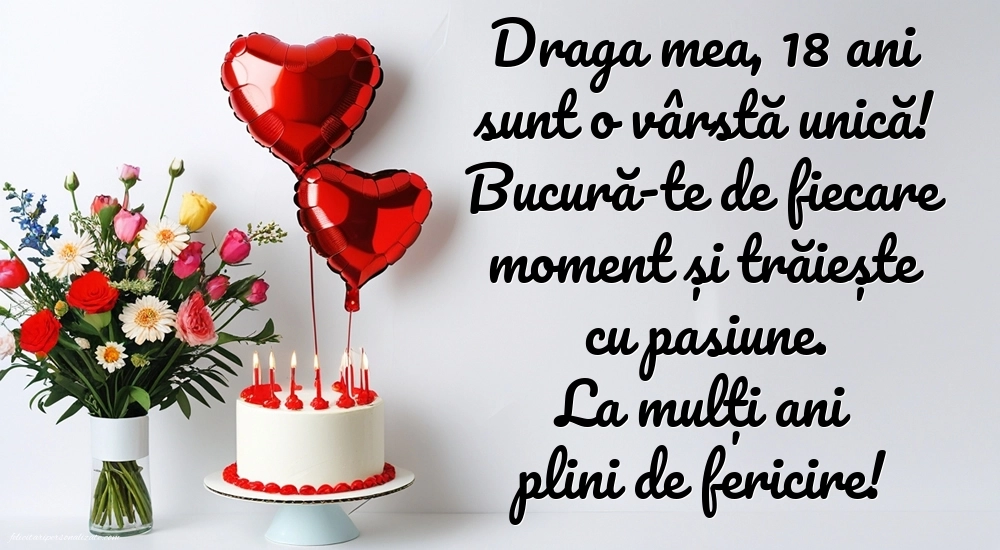 Imagini cu Felicitări de 18 ani pentru Nepoată: Tort și flori