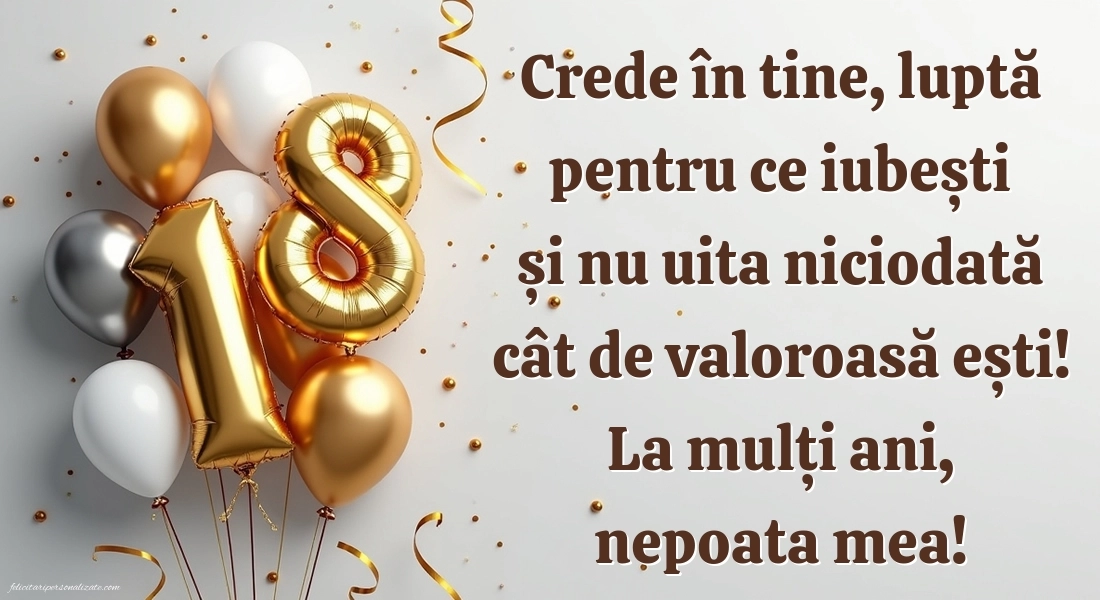 Imagini cu Felicitări de 18 ani pentru Nepoată: Baloane