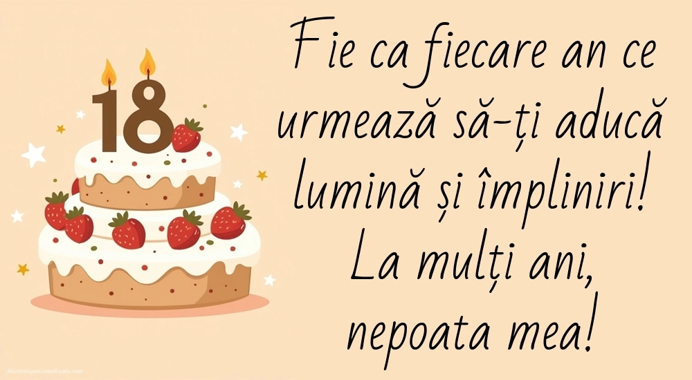 Imagini cu Felicitări de 18 ani pentru Nepoată: Tort