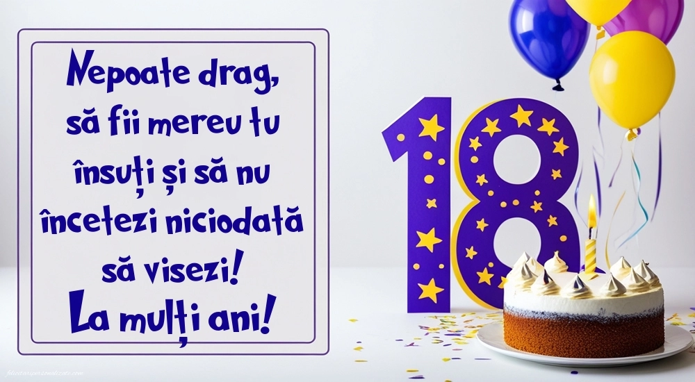 Imagini cu Felicitări de 18 Ani pentru Nepot: Tort și baloane