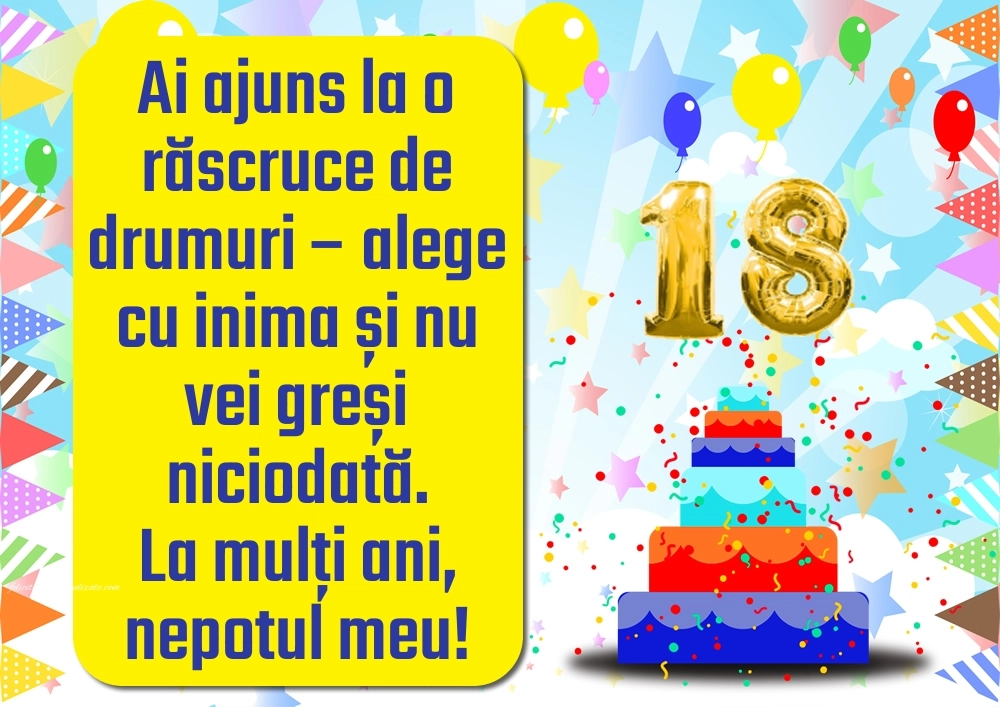 Imagini cu Felicitări de 18 Ani pentru Nepot: Tort și baloane
