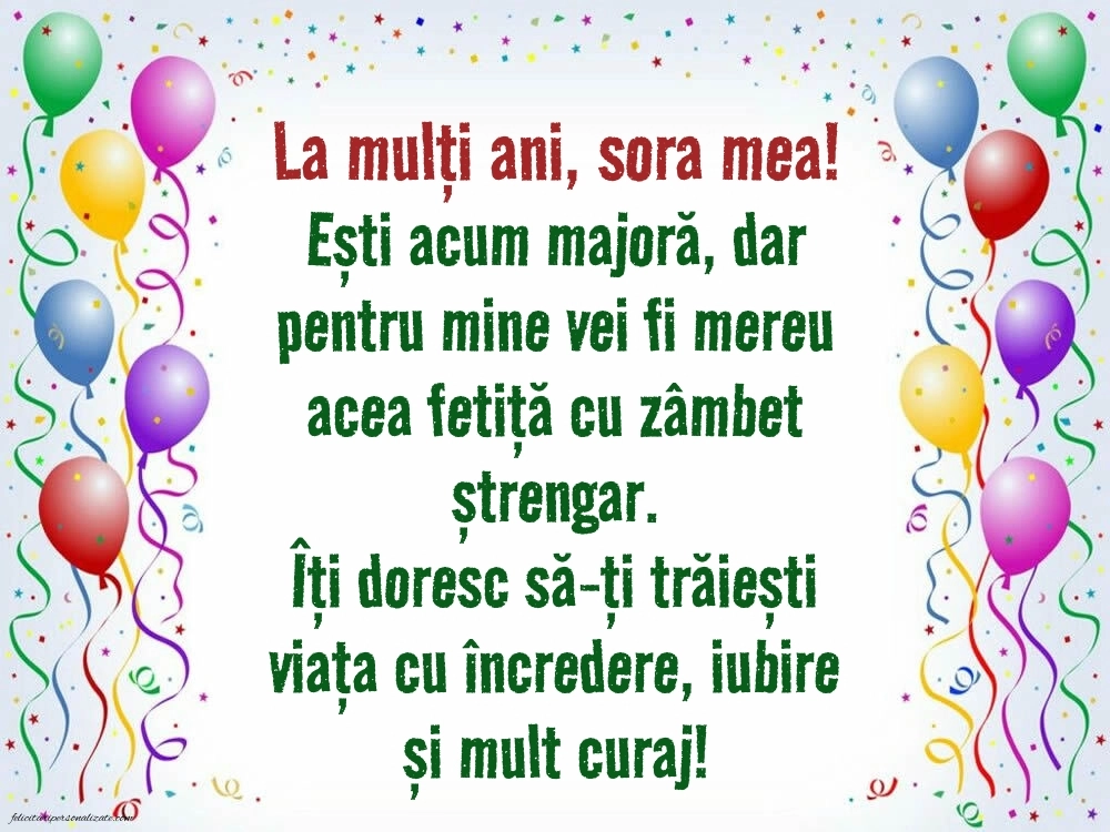 Imagini cu Felicitări de 18 ani pentru Soră: Baloane