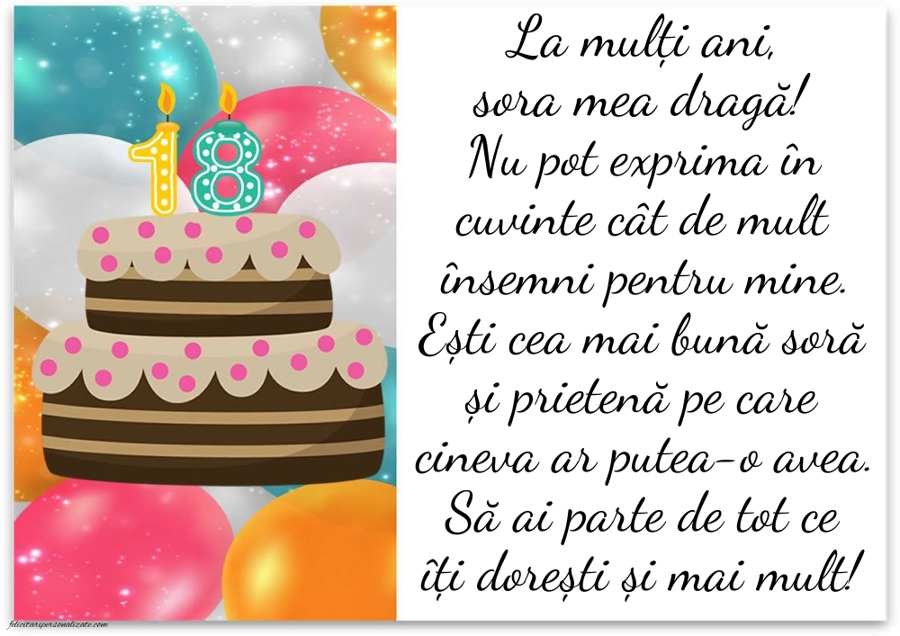 Imagini cu Felicitări de 18 ani pentru Soră: Tort
