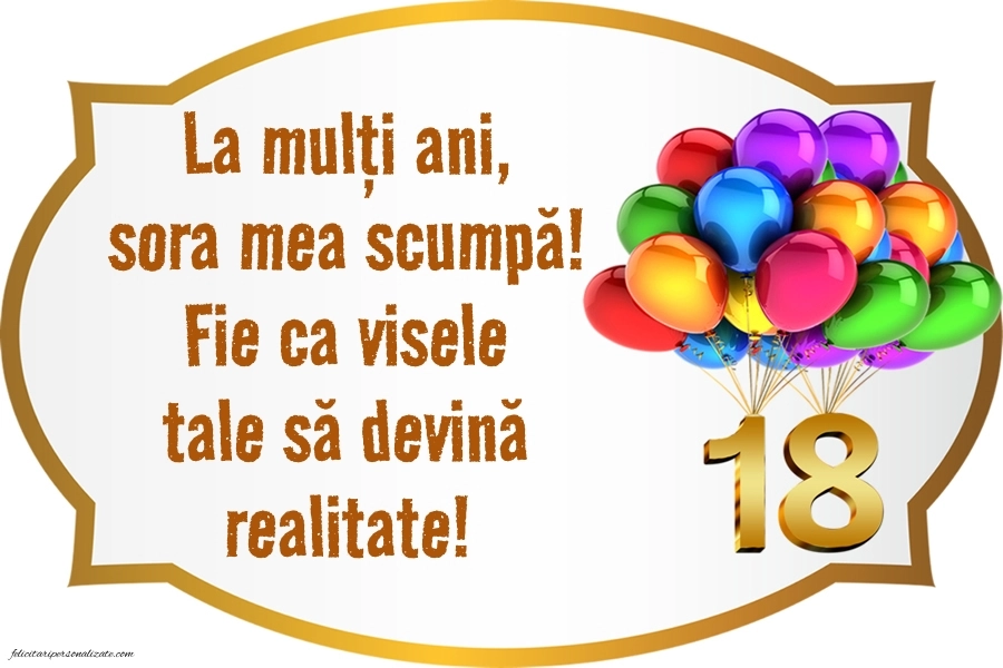 Imagini cu Felicitări de 18 ani pentru Soră: Baloane