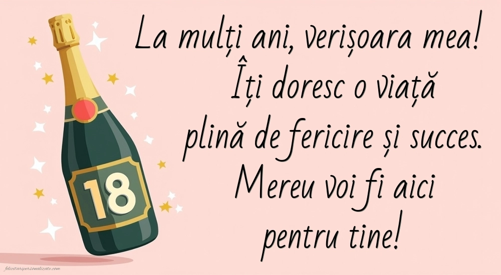 Imagini cu Felicitări de 18 ani pentru Verișoară: Șampanie