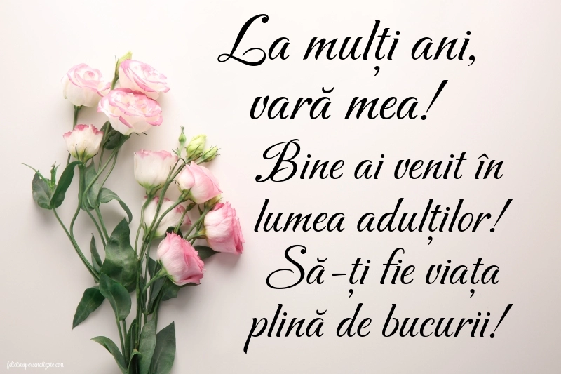 Imagini cu Felicitări de 18 ani pentru Verișoară: Flori