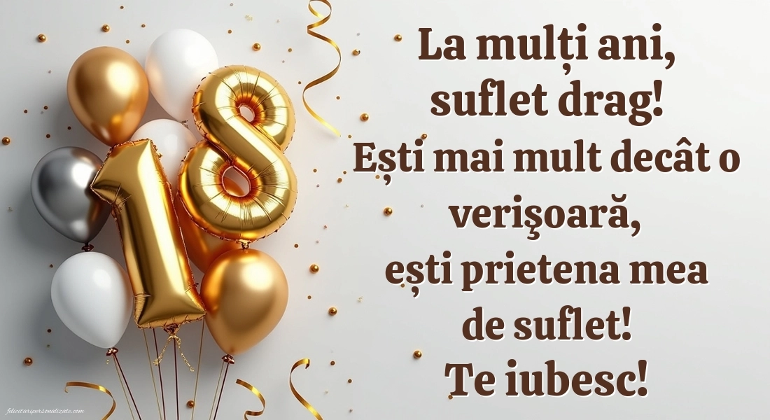 Imagini cu Felicitări de 18 ani pentru Verișoară: Baloane