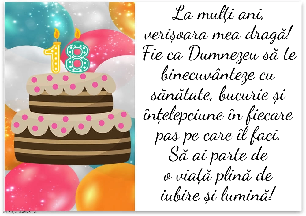 Imagini cu Felicitări de 18 ani pentru Verișoară: Tort