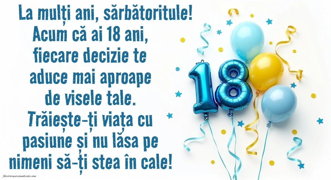 Imagini cu Felicitări de 18 Ani pentru Verișor: Baloane