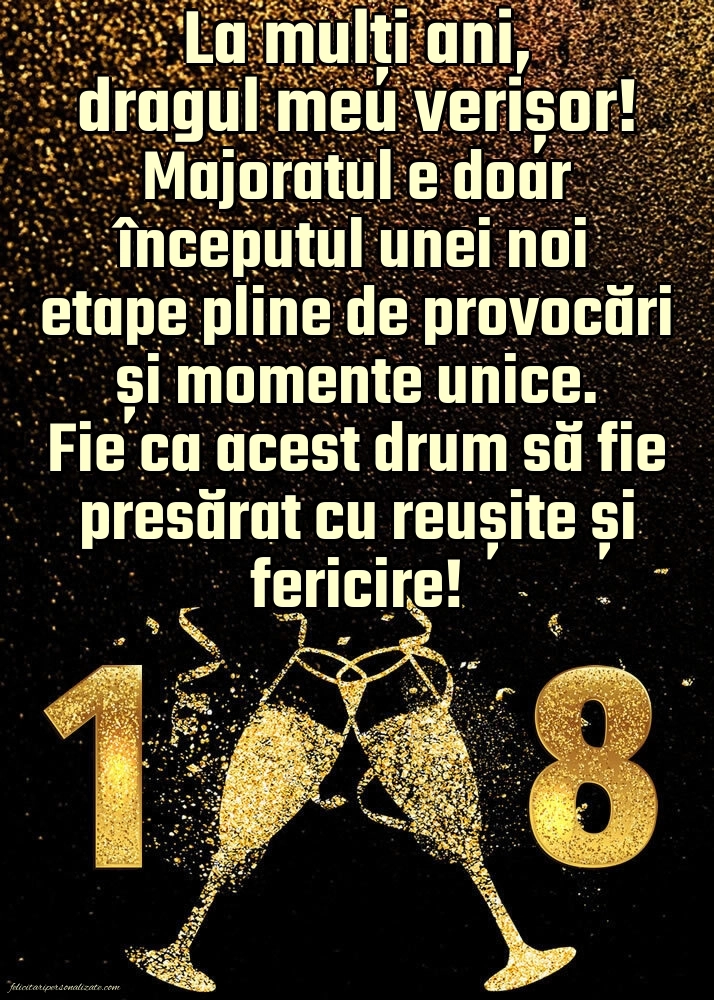 Imagini cu Felicitări de 18 Ani pentru Verișor: Șampanie