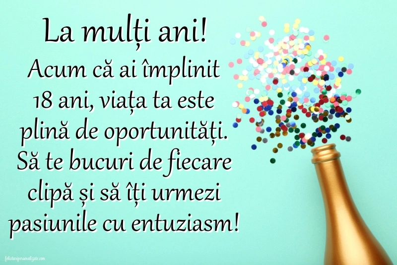 Imagini cu Urări de La Mulți Ani de Majorat: Șampanie și confetti