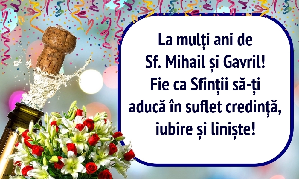 Imagini de la mulți ani de Sf. Mihail și Gavril: Șampanie și flori