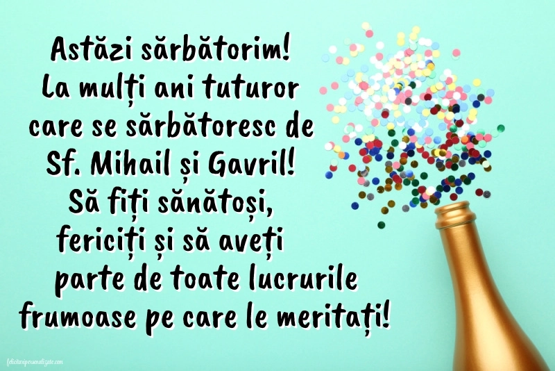 Cele mai frumoase imagini cu mesaje de Sfinții Mihail și Gavril pentru Facebook sau Whatsapp: Șampanie și confetti