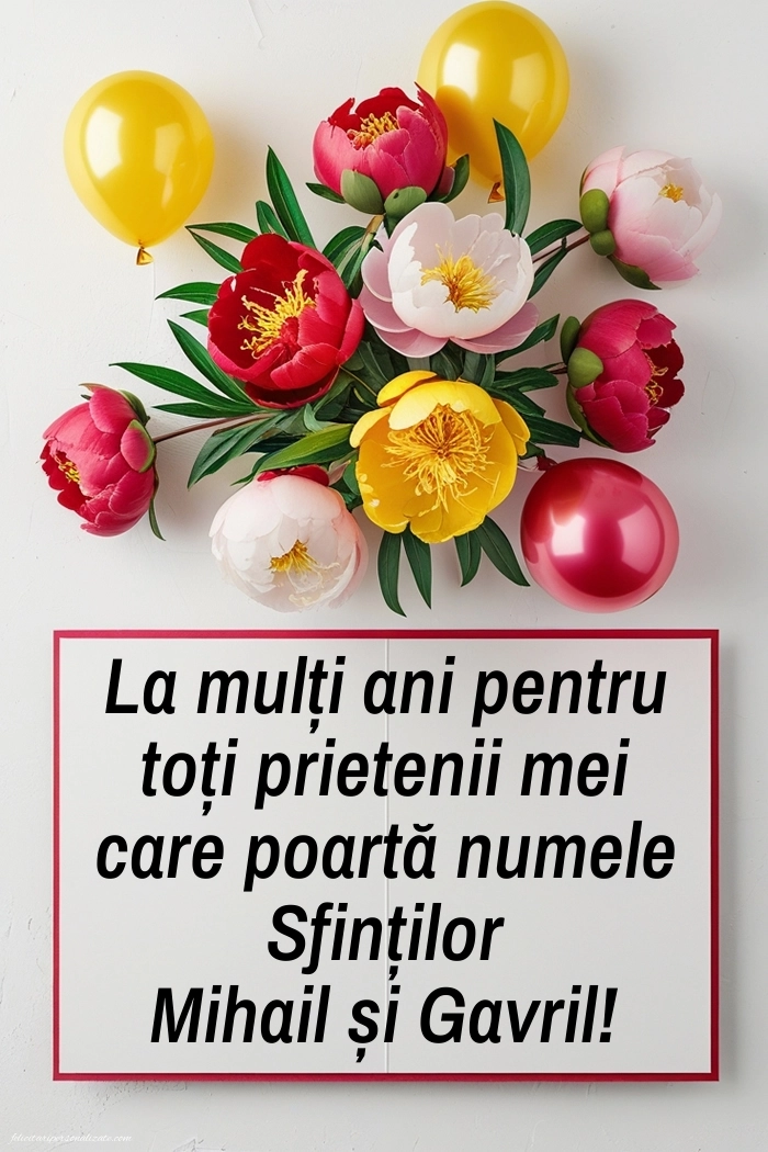 Imagini cu urări frumoase de Sfinții Mihail și Gavril: Flori și baloane