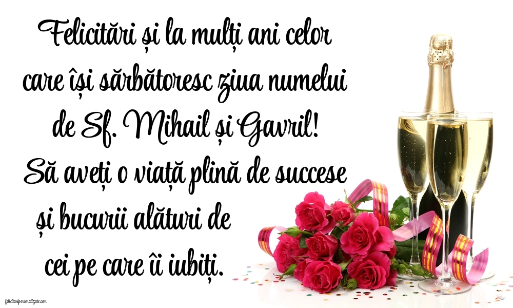 Imagini cu urări de La mulți ani Sf. Mihail și Gavril 2025: Șampanie și flori