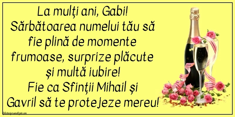 Imagini cu urări de La mulți ani Sf. Mihail și Gavril 2025: Șampanie și flori
