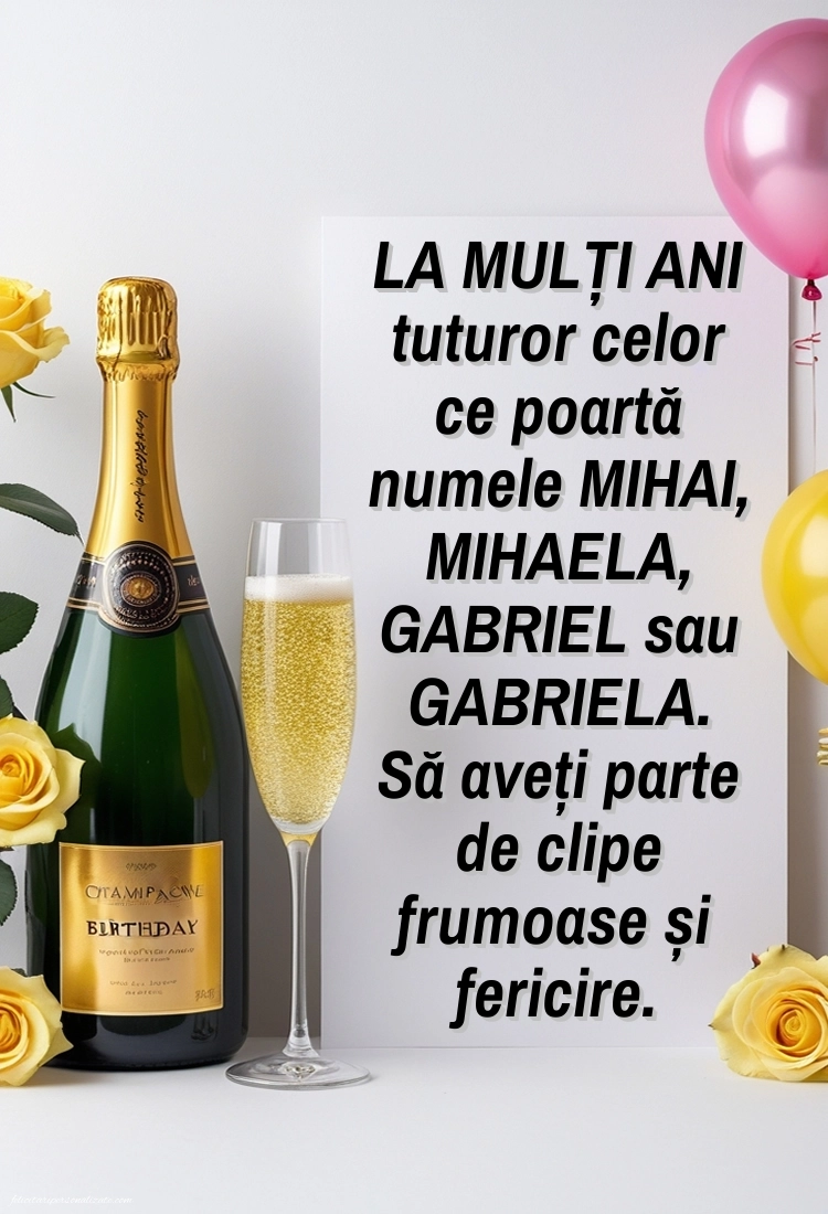 Imagini cu urări frumoase de Sfinții Mihail și Gavril: Șampanie și baloane