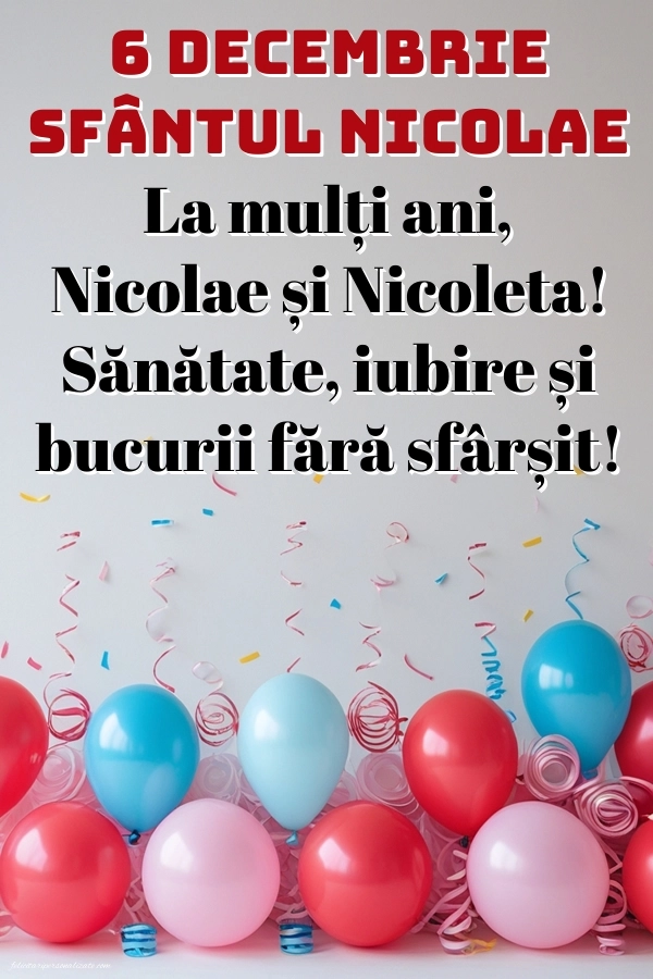 Imagini cu mesaje de Sfântul Nicolae (6 Decembrie): Baloane