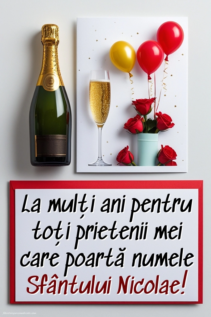 Imagini cu mesaje de Sfântul Nicolae (6 Decembrie): Șampanie și flori