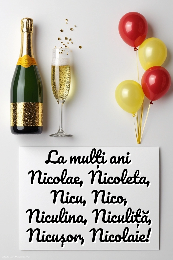 Imagini de la mulți ani de Sfântul Nicolae: Șampanie și baloane