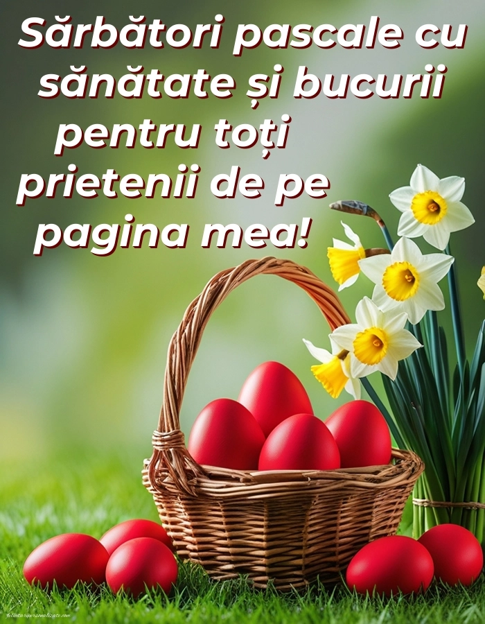 Felicitări de Paște pentru facebook: Ouă și Flori de Paște