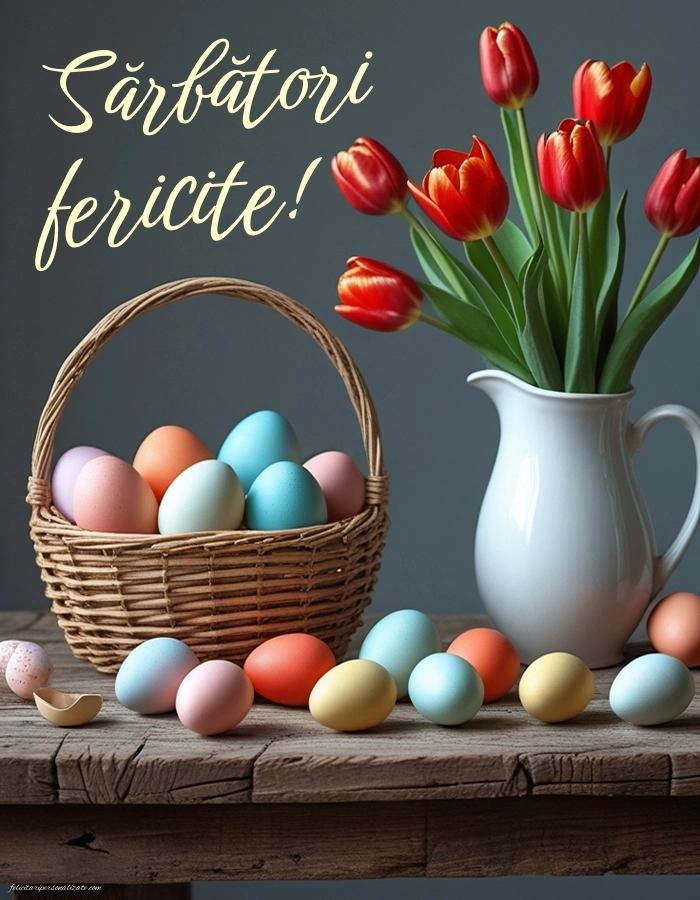 Imagini cu urări de Paște: Ouă și Flori de Paște