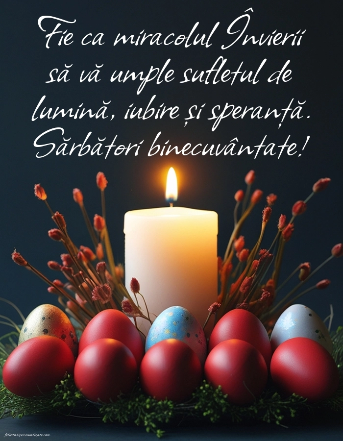 Imagini cu mesaje de Învierii Domnului: Ouă și Lumânări de Paște