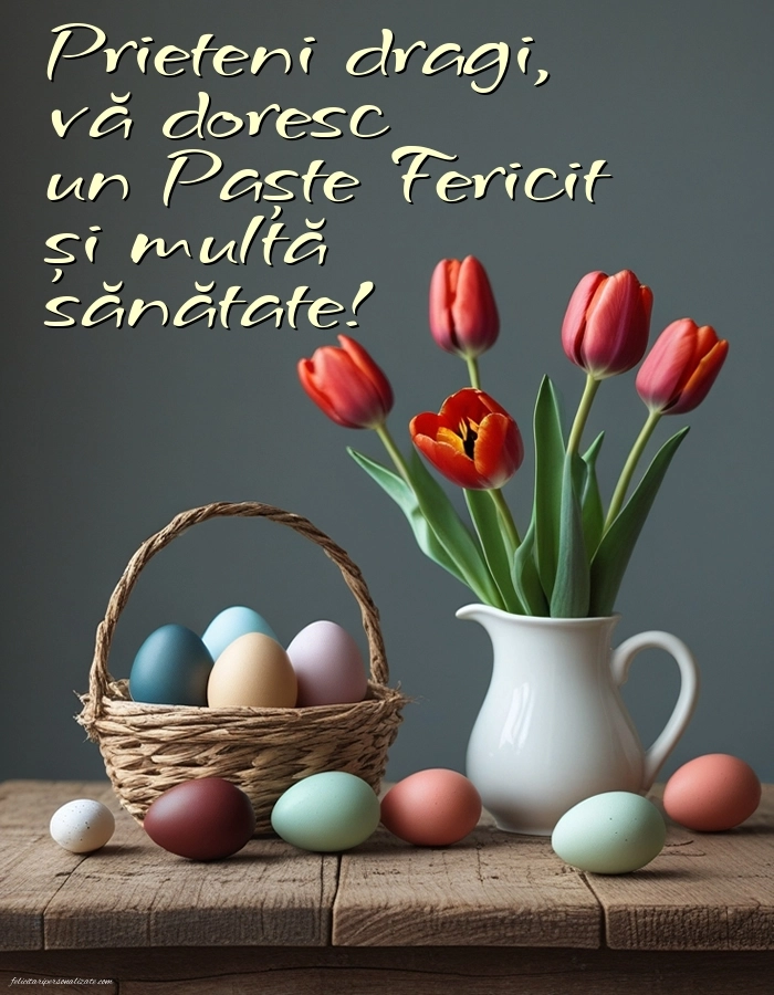 Imagini cu urări de Paște: Ouă și Flori de Paște