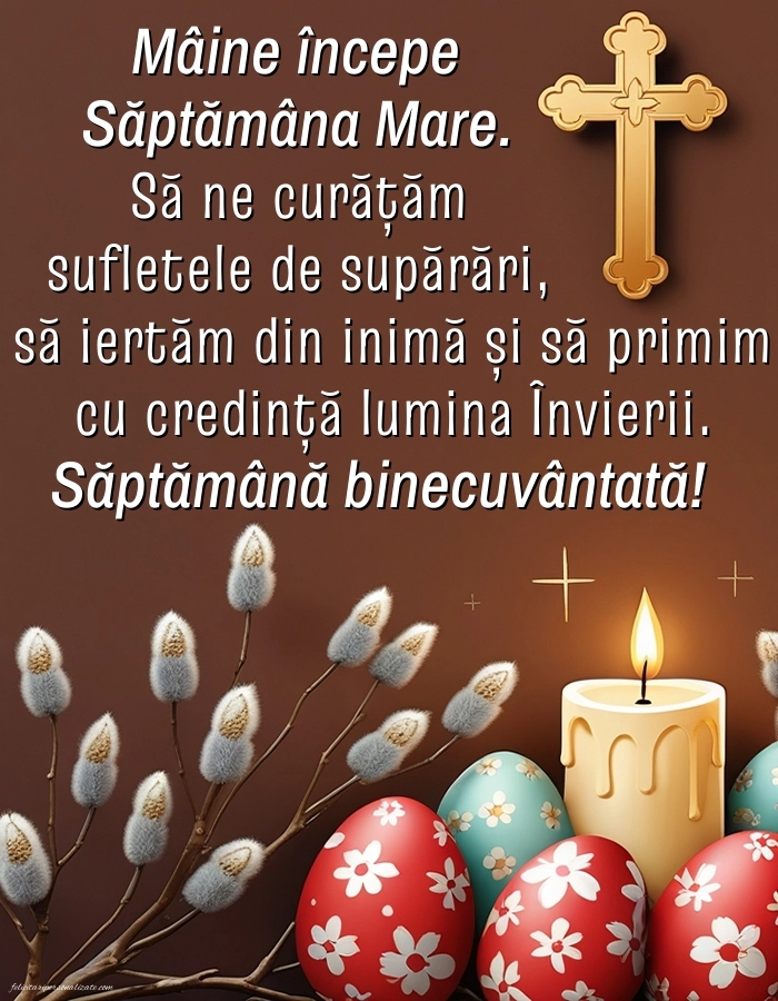 Imagini cu mesaje de Săptămâna Mare (Săptămâna Patimilor): Ouă și Lumânări de Paște