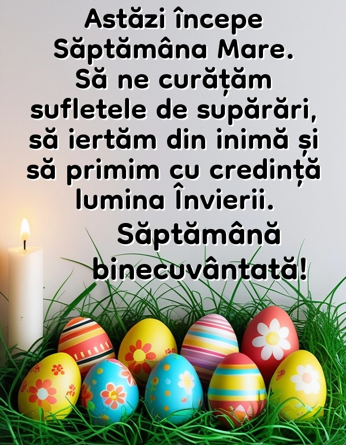 Imagini cu mesaje de Săptămâna Mare (Săptămâna Patimilor): Ouă și Lumânări de Paște