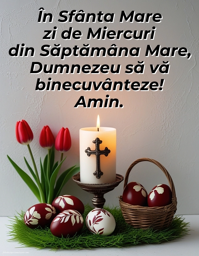 Imagini cu mesaje de Săptămâna Mare (Săptămâna Patimilor): Ouă și Lumânări de Paște