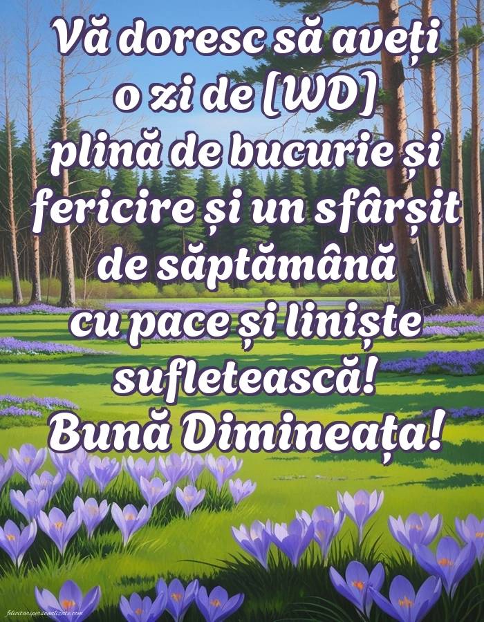 Imagini de Bună Dimineața cu Zilele Săptămânii: Peisaj de primăvară