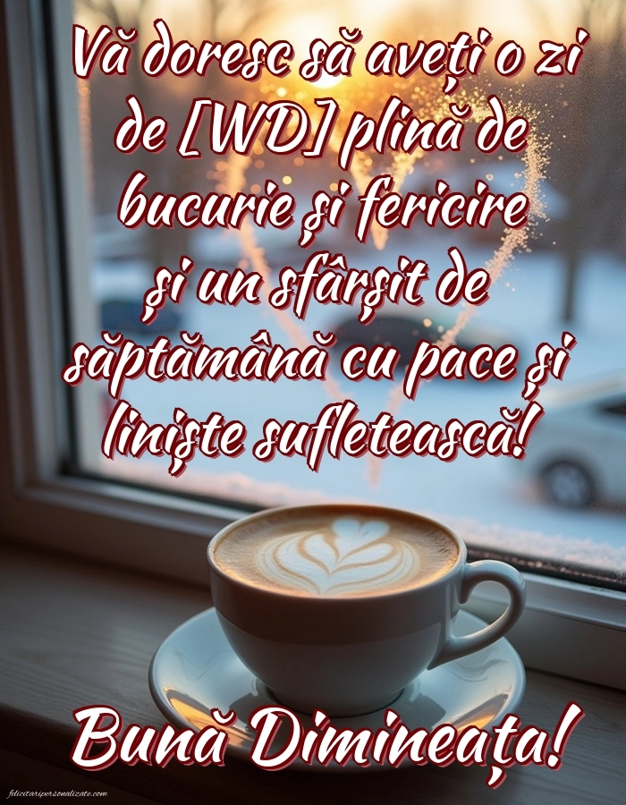 Imagini de Bună Dimineața cu Zilele Săptămânii: Cafea