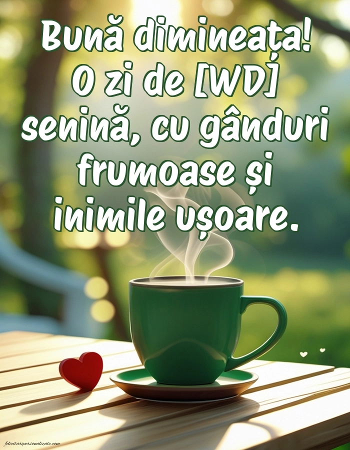Imagini de Bună Dimineața cu Zilele Săptămânii: Cafea