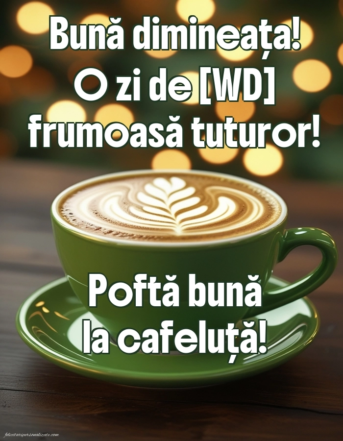 Imagini de Bună Dimineața cu Zilele Săptămânii: Cafea