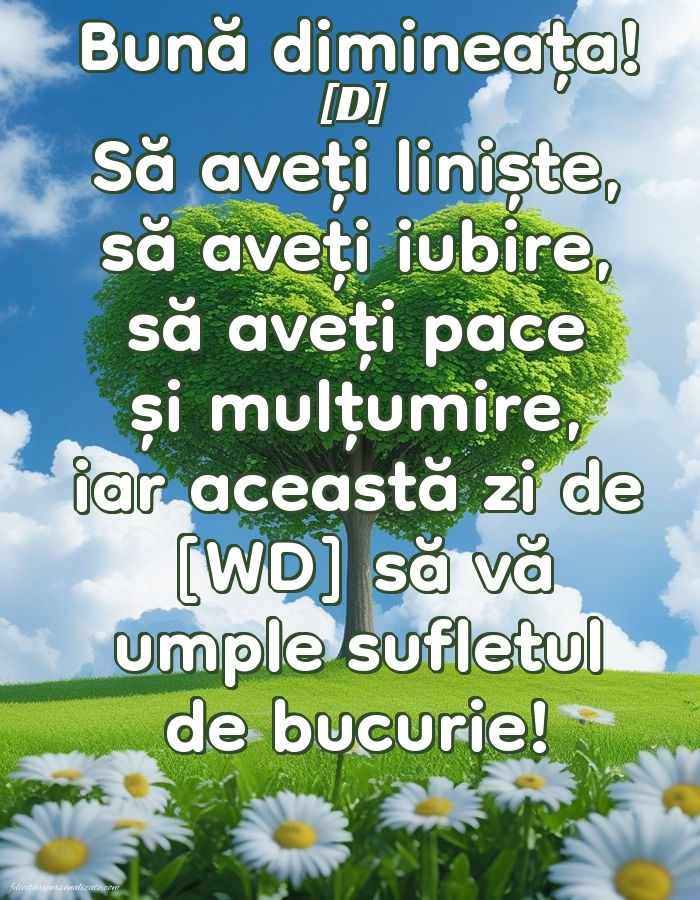 Imagini de Bună Dimineața cu Zilele Săptămânii: Peisaj de primăvară